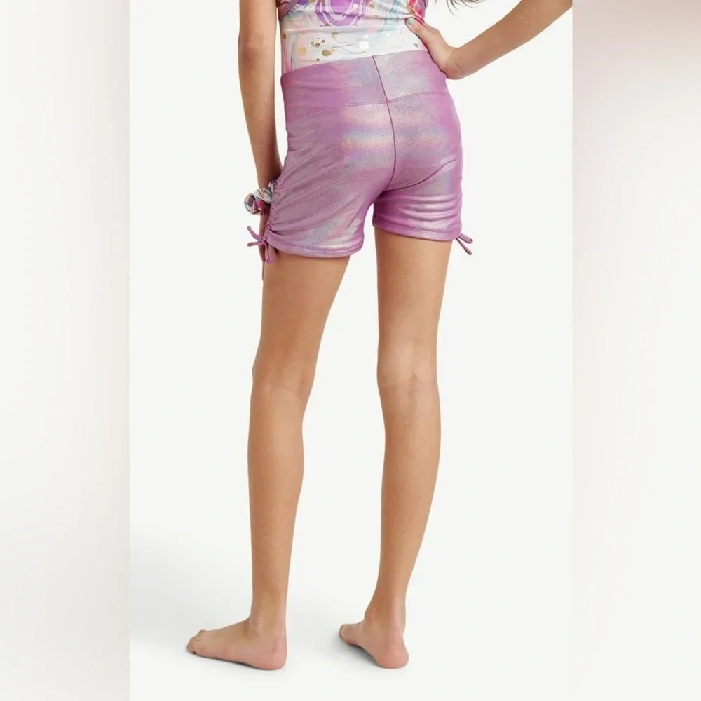 Justice High Waist Pink Shimmer Shorts